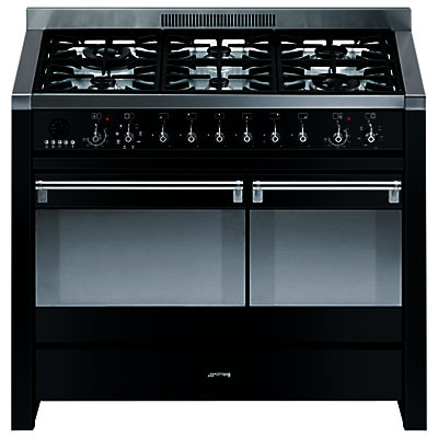 Smeg A2BL-8 Dual Fuel Range Cooker, Black